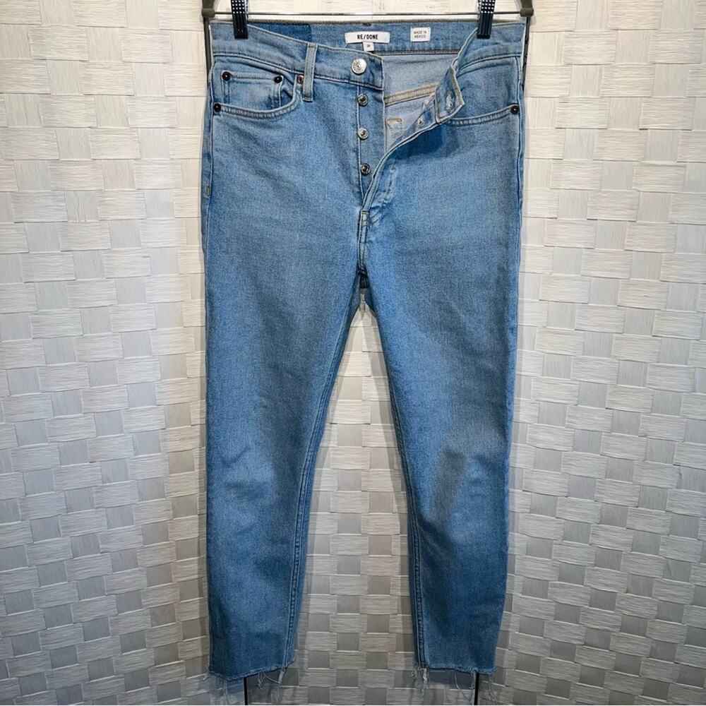 Re/Done Women’s 90’s High Rise Ankle Crop Denim Jeans‎ Size 28 Distressed Hem - Picture 5 of 11